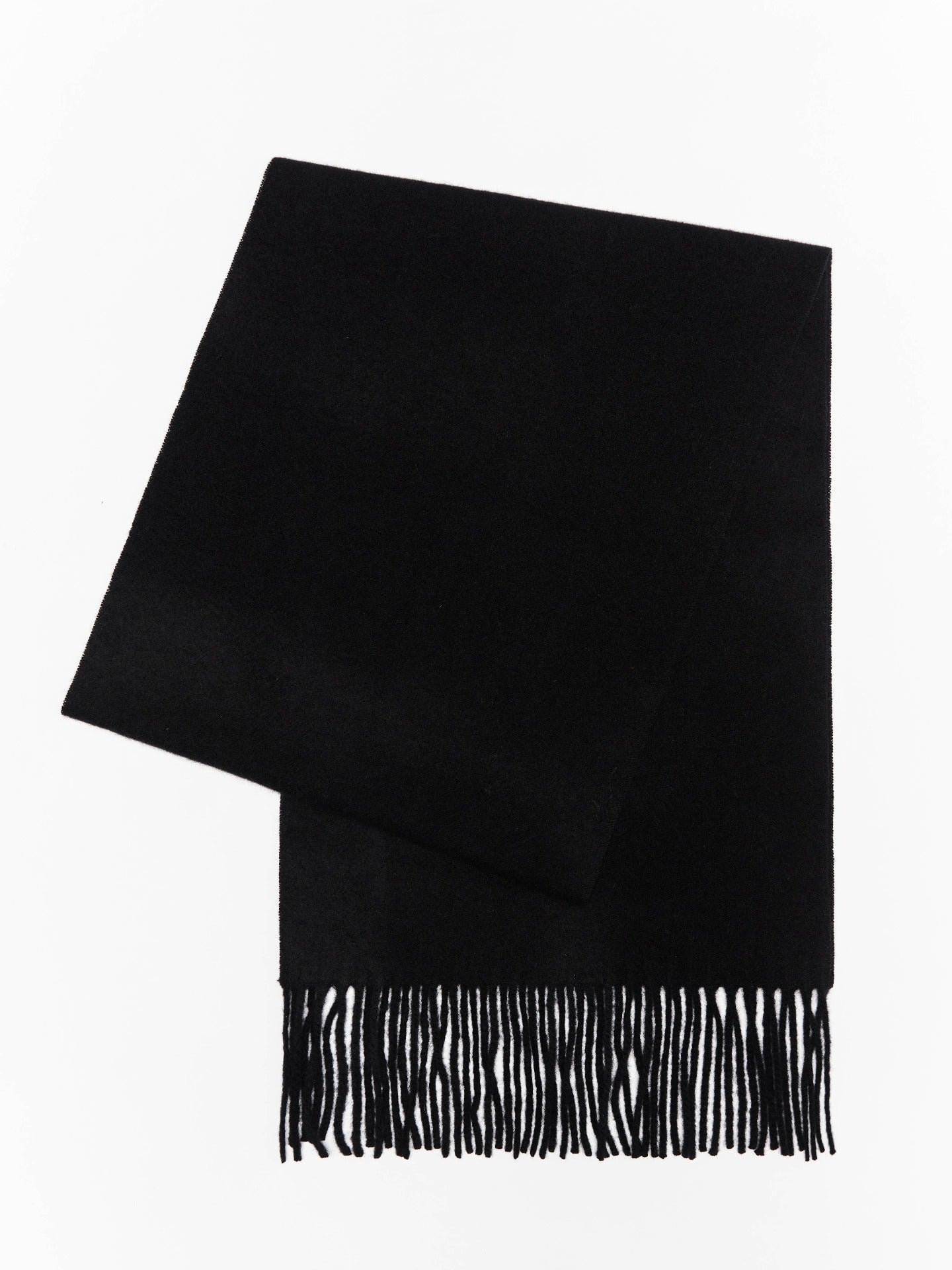 Unisex Cashmere Fringed Scarf Black - Gobi Cashmere