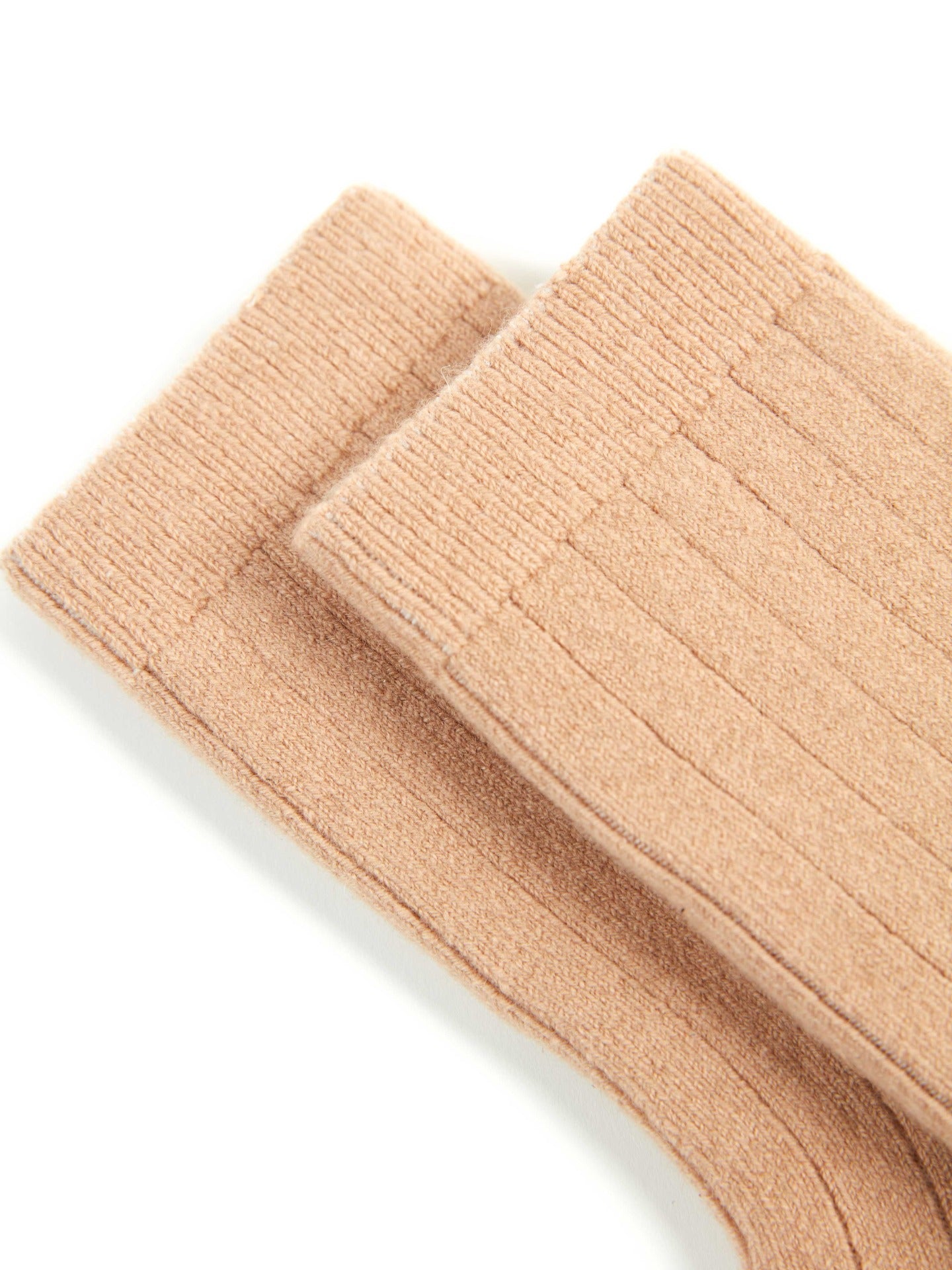 Unisex Cashmere Trim Knit Bed Socks Light Camel - Gobi Cashmere