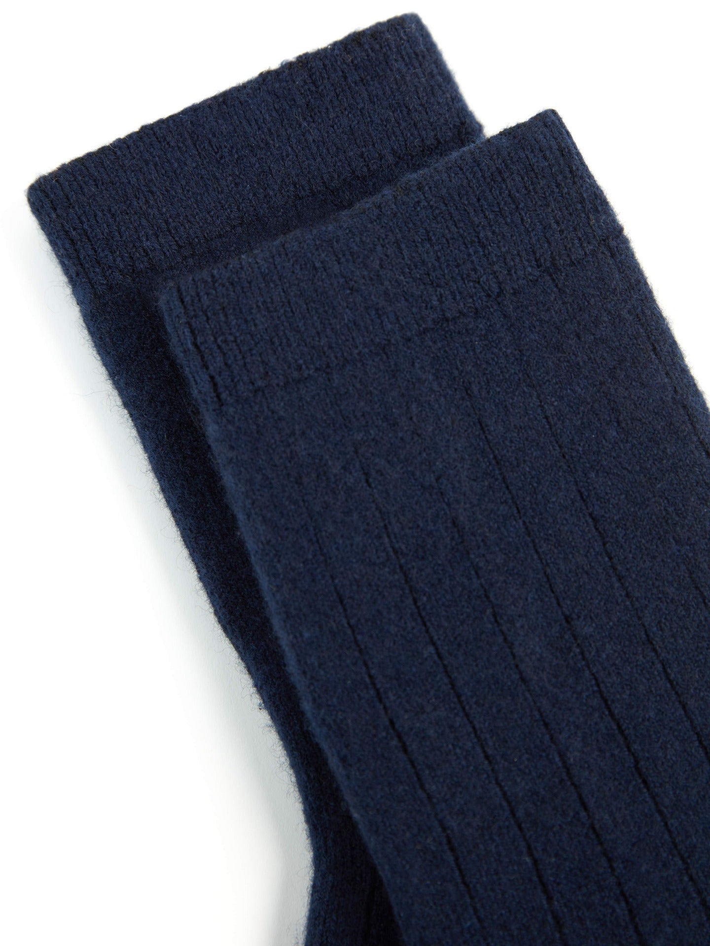 Unisex Cashmere Trim Knit Bed Socks Navy - Gobi Cashmere