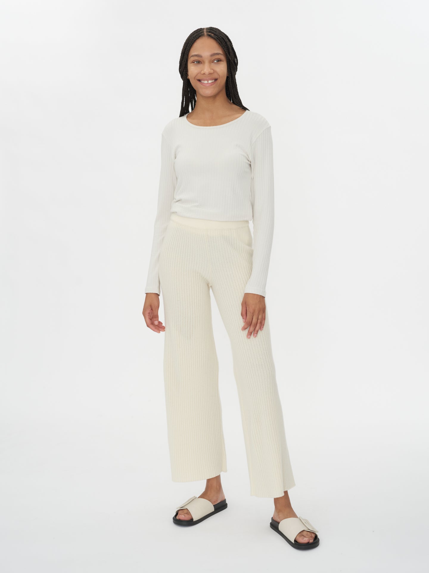 Women's Cashmere Pants White - Gobi Cashmere