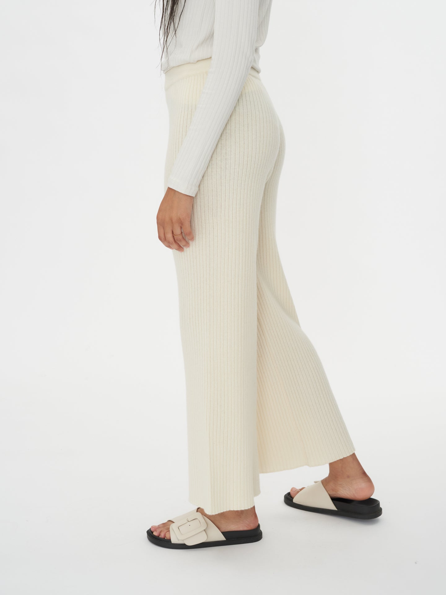 Women's Cashmere Pants White - Gobi Cashmere