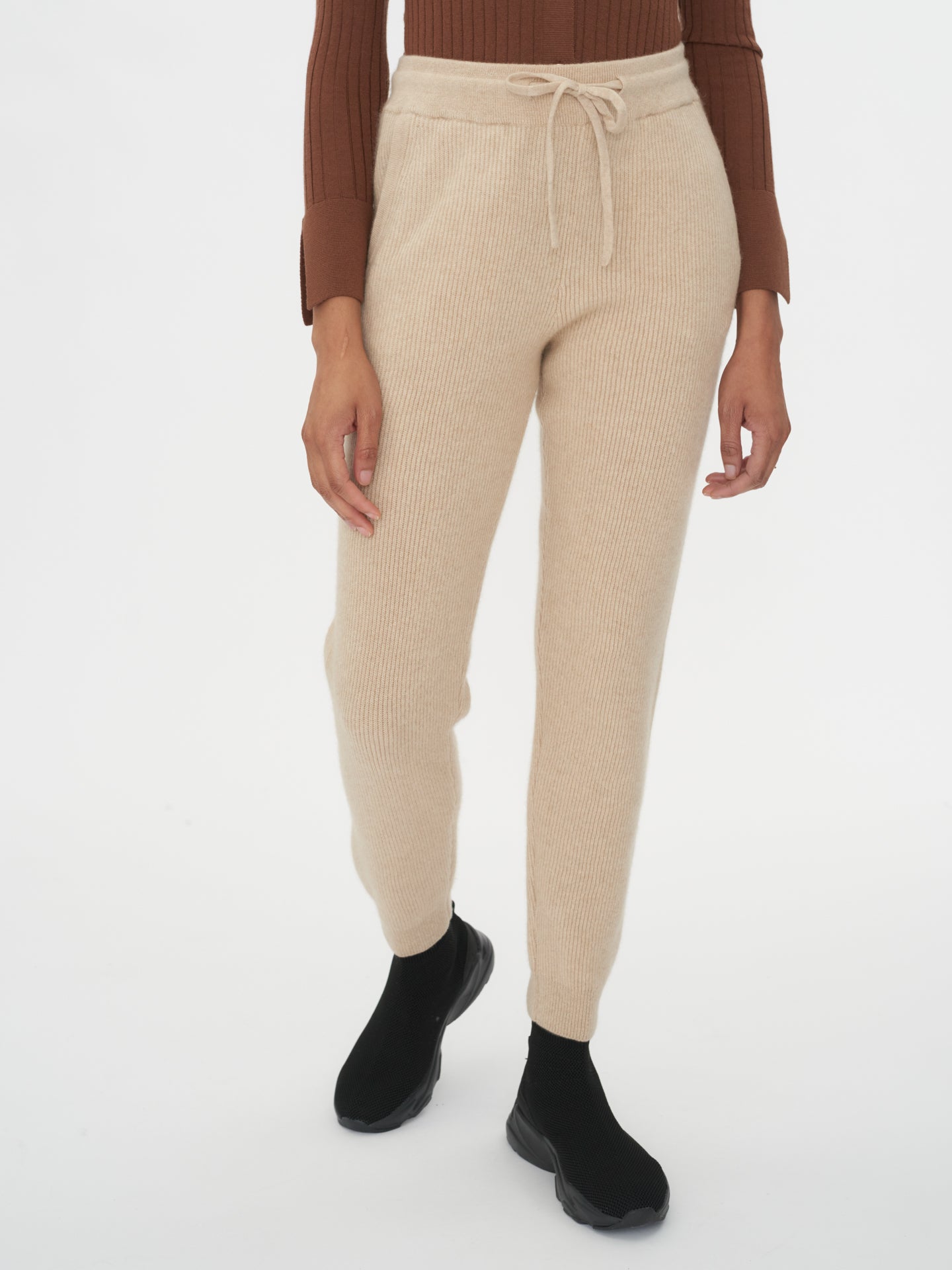 Pantalon de jogging pour femme en cachemire mélangé blanc naturel