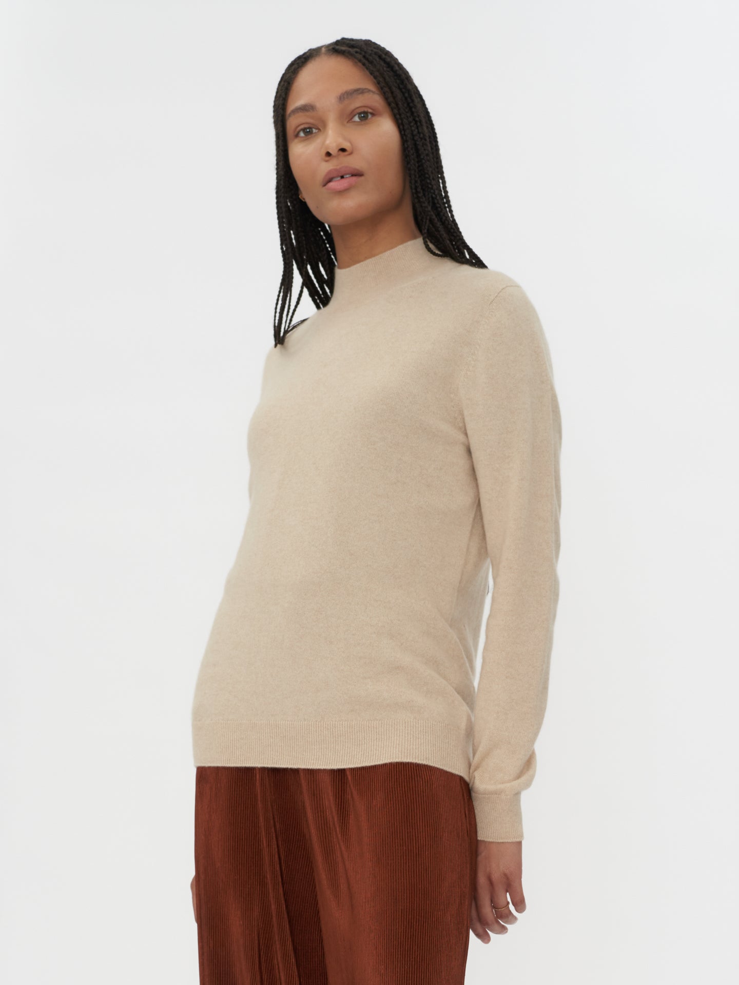 Beige mock neck on sale sweater