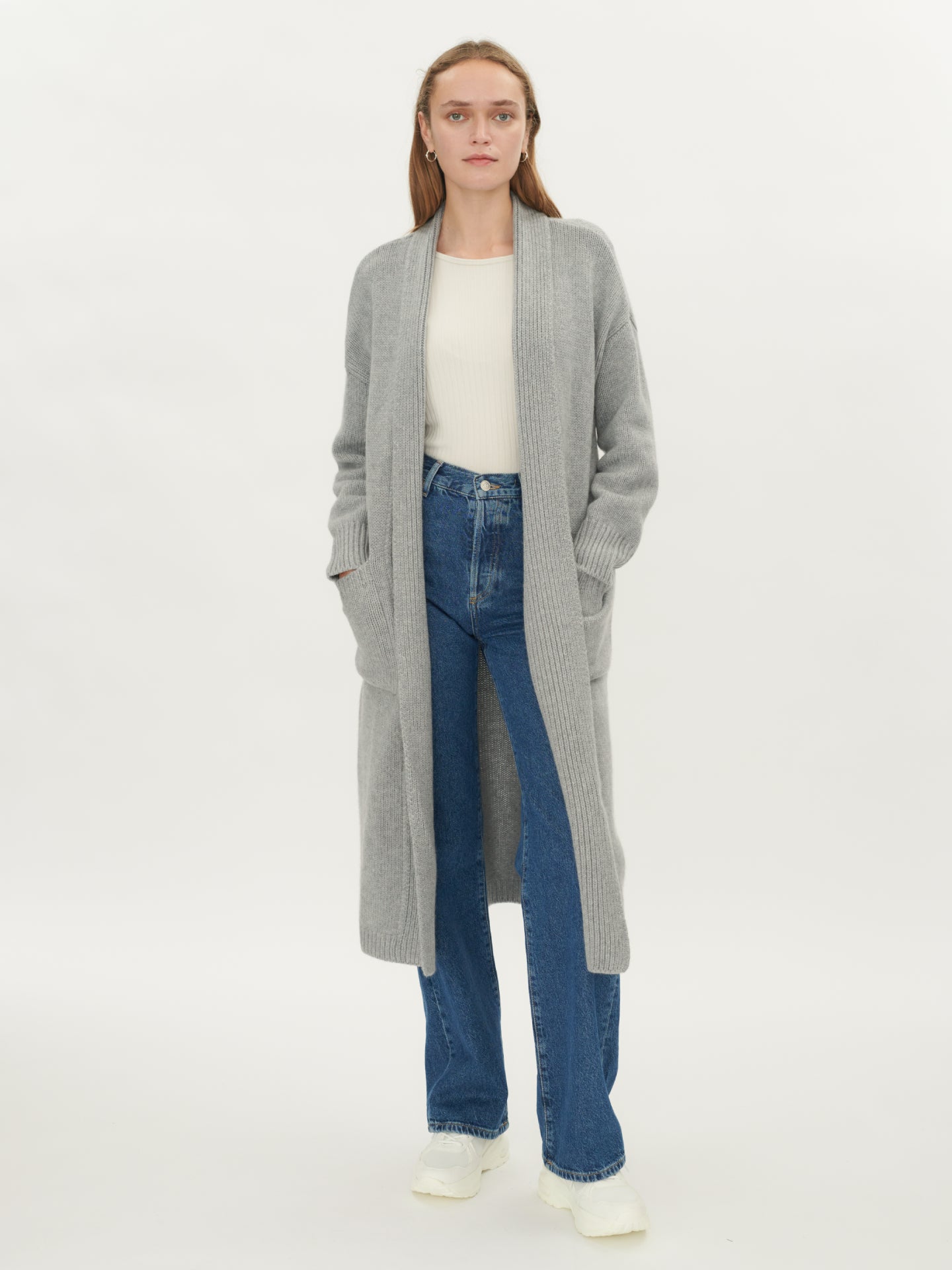 Women's Cashmere Long Cardigan Vapor Blue - Gobi Cashmere