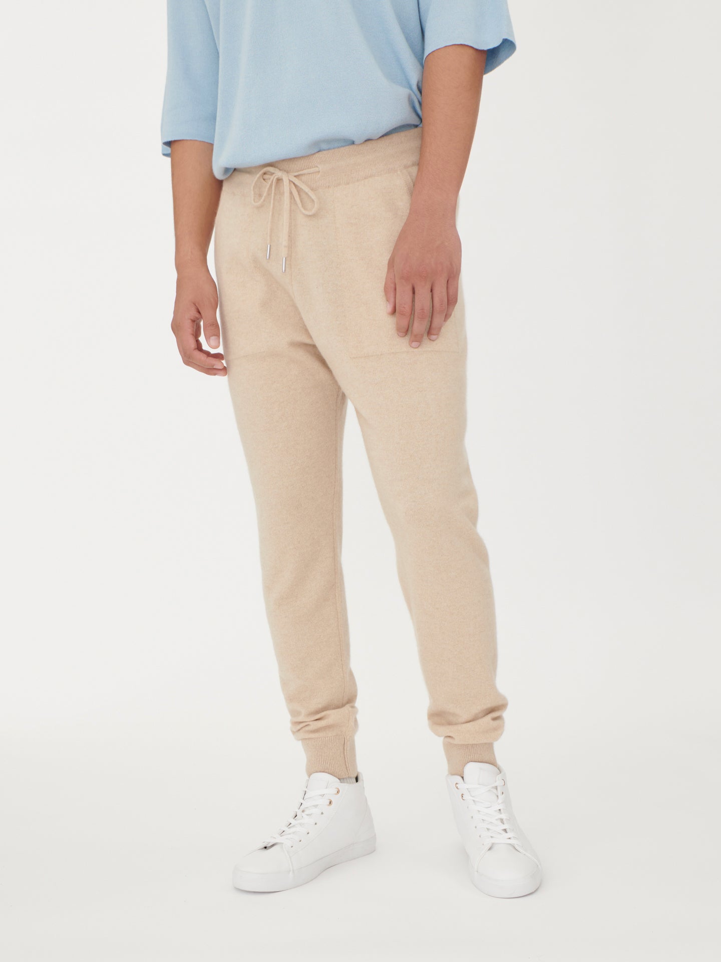 Men's Cashmere Jogger Beige - Gobi Cashmere