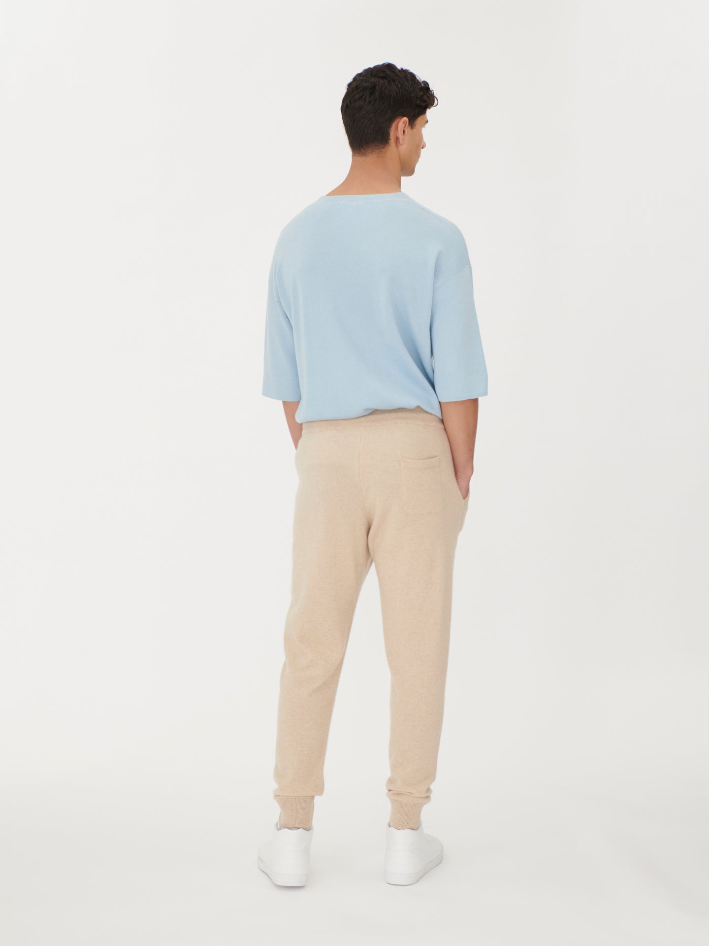 Men's Cashmere Jogger Beige - Gobi Cashmere