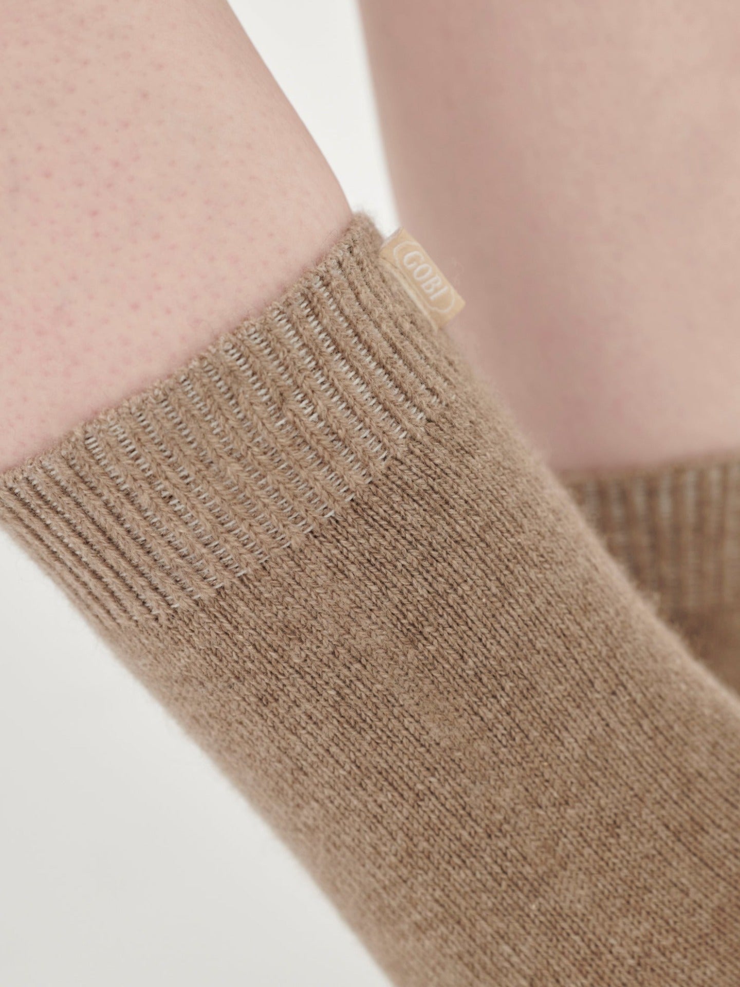 Organic Colour Unisex Rib Knit Bed Socks Taupe - Gobi Cashmere