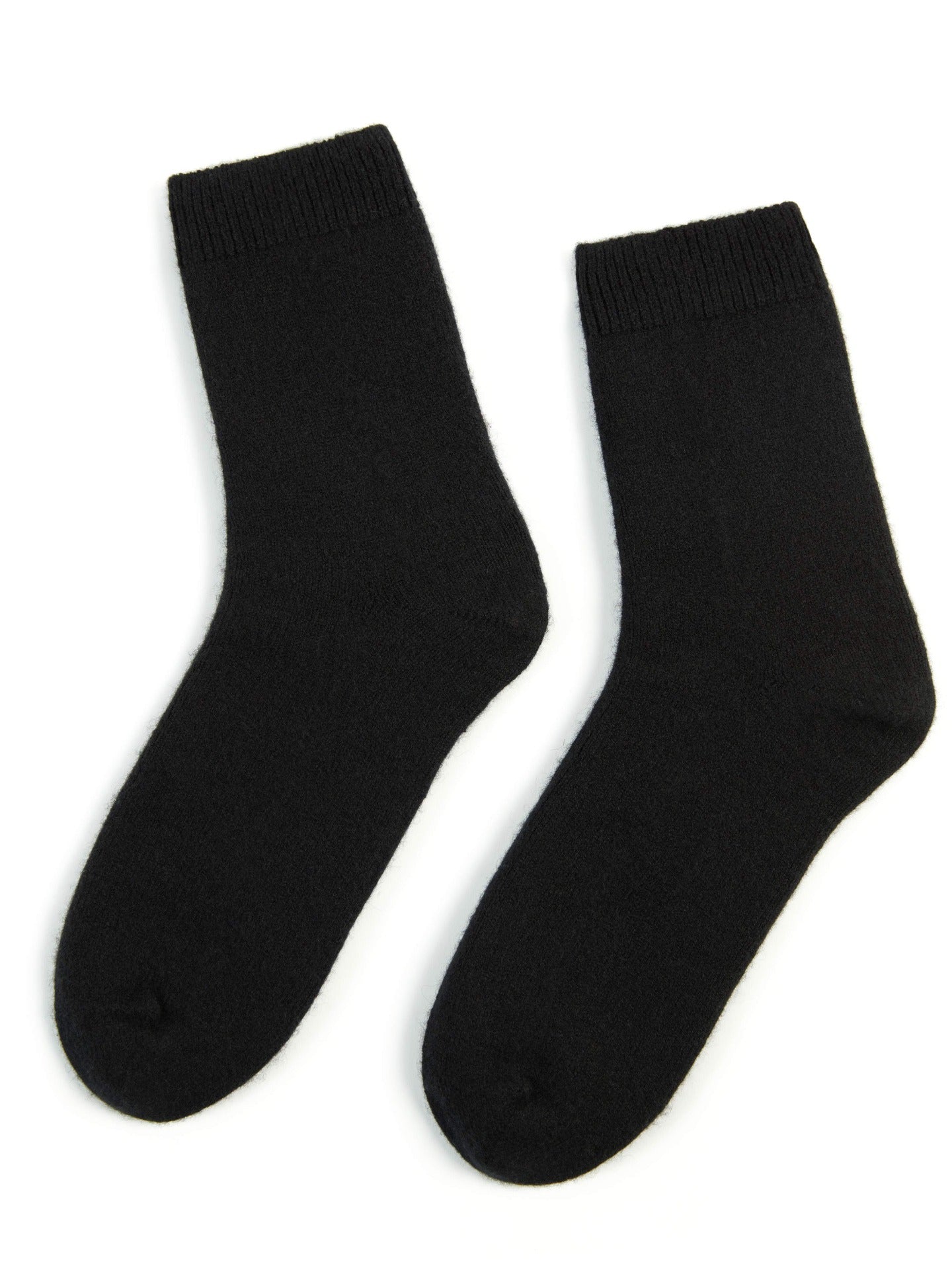 Unisex Cashmere Rib Knit Bed Socks Black - Gobi Cashmere