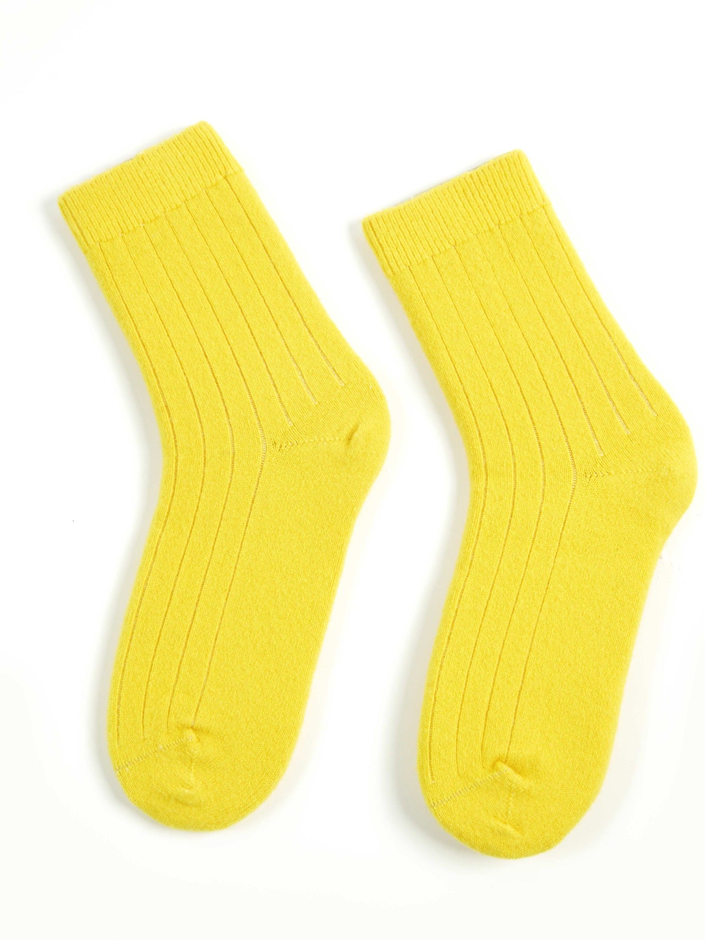 Unisex Cashmere Trim Knit Bed Socks Empire Yellow - Gobi Cashmere