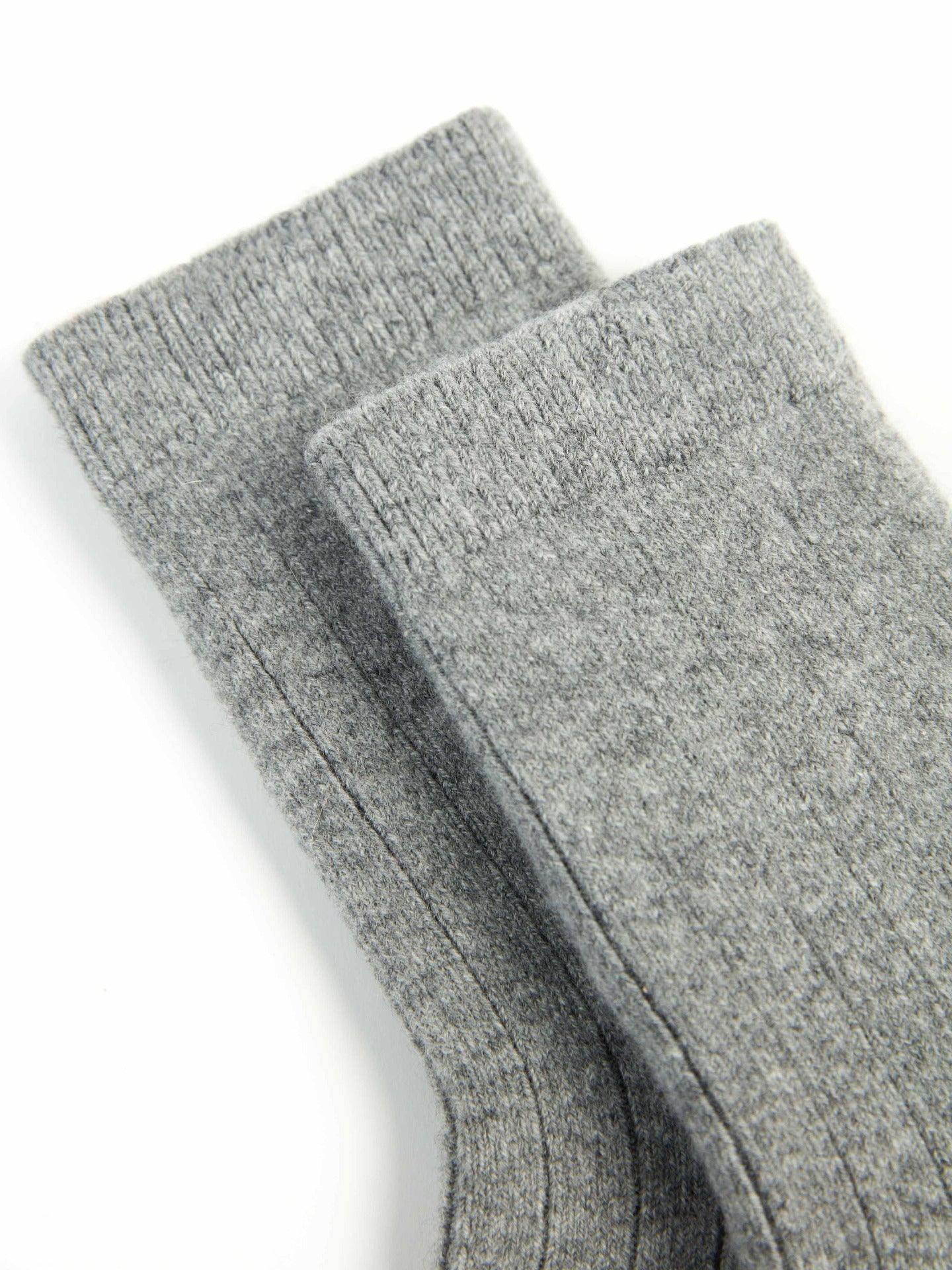 Unisex Cashmere Trim Knit Bed Socks Sharkskin - Gobi Cashmere