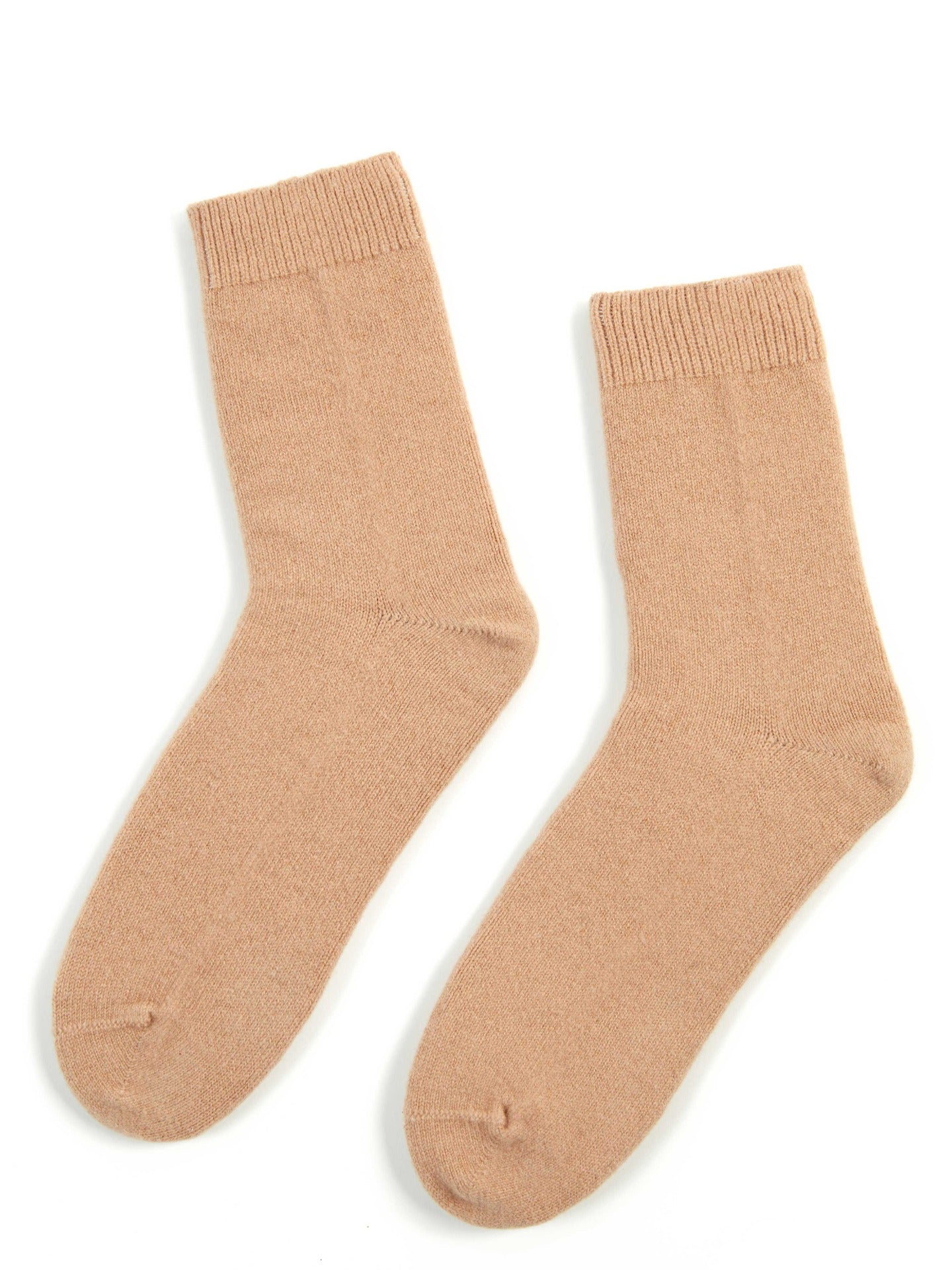 Unisex Cashmere Rib Knit Bed Socks Light Camel - Gobi Cashmere