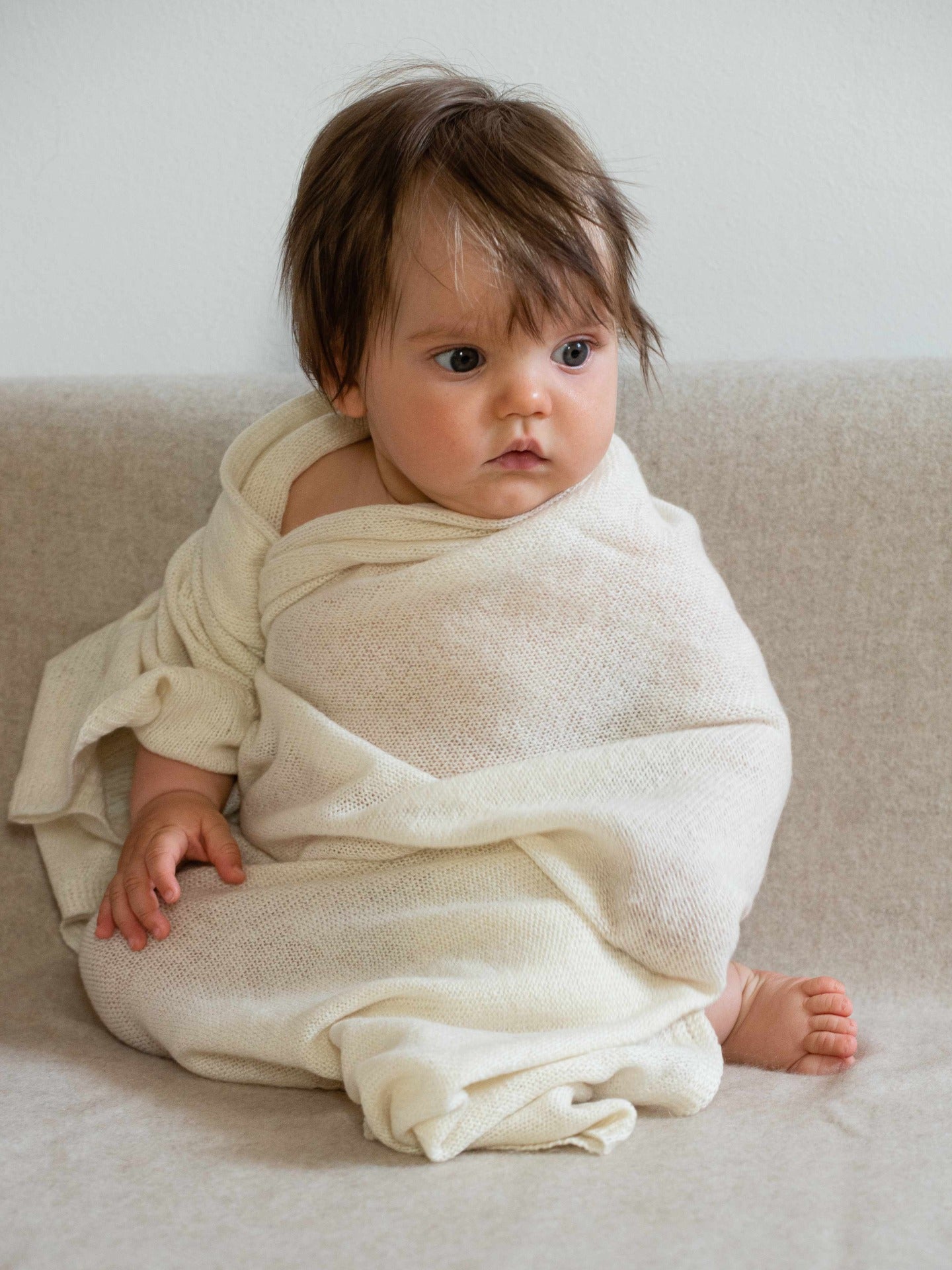 Cashmere Jersey Baby Blanket Off White - Gobi Cashmere