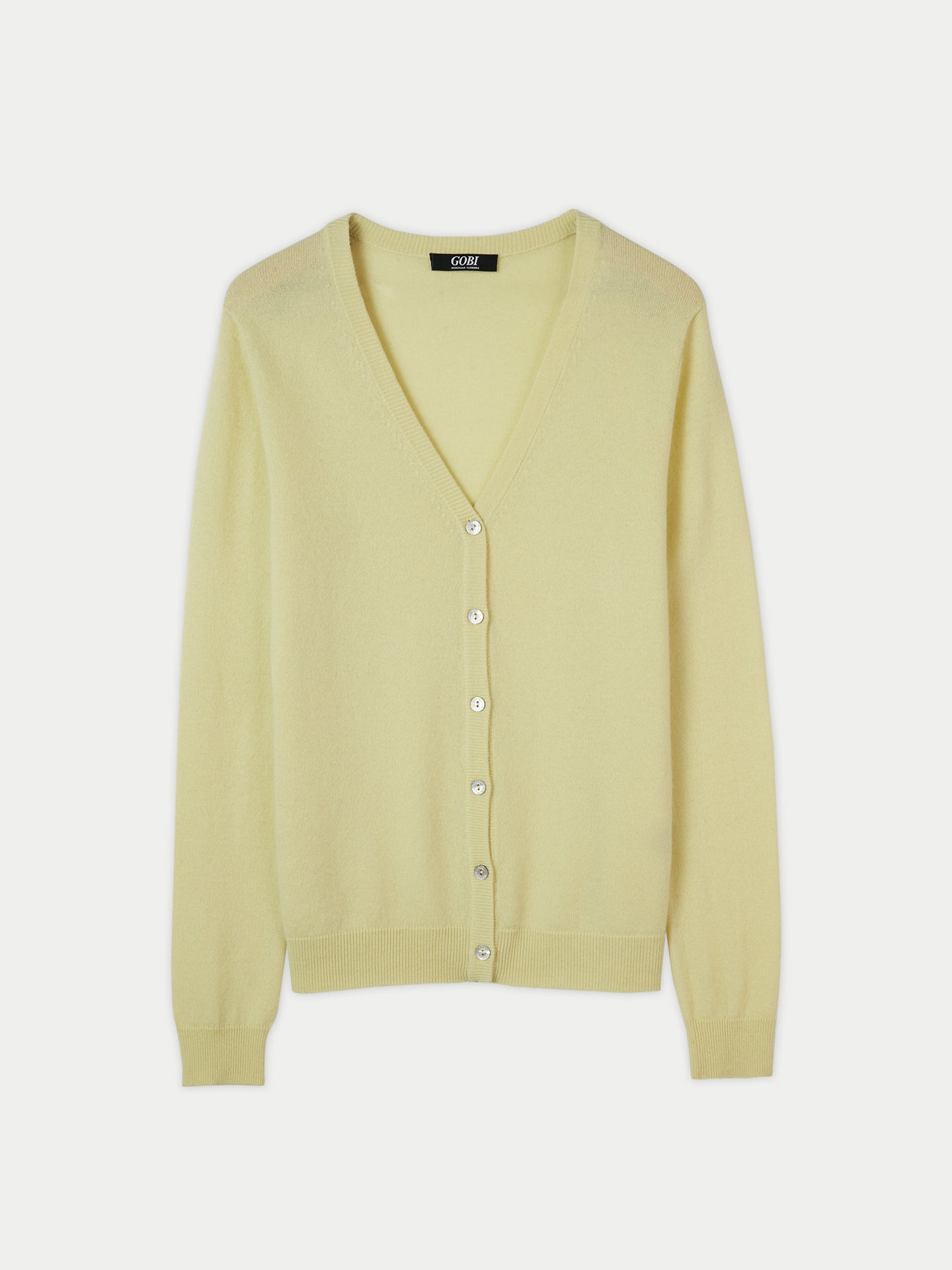 Women's Cashmere V-neck Cardigan Tender Yellow - Gobi Cashmere