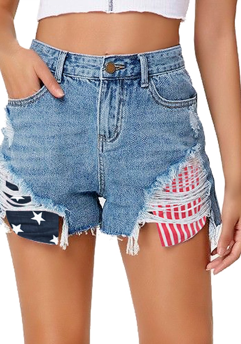 womens mid rise jean shorts