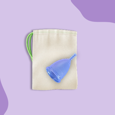 cotton or jute pouch, menstrual cup