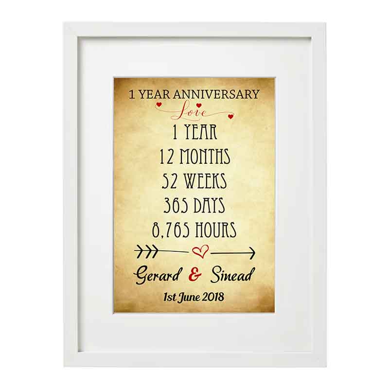 1st Wedding Anniversary Framed Paper Personalised Gift Personalise It