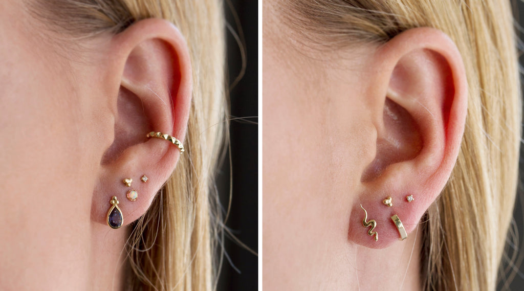 Ear Piercings on stacked lobe