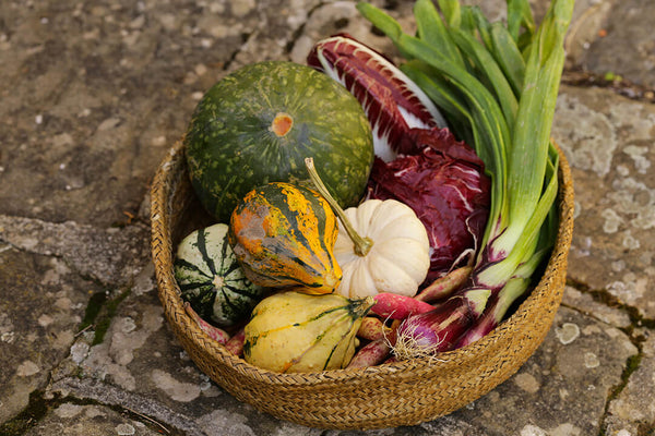 Basket full of Autumn Vegetables