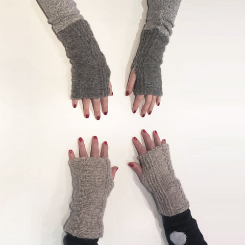 Fingerless gloxes made at The Knitter's Yarn 'Learn to Knit' workshop
