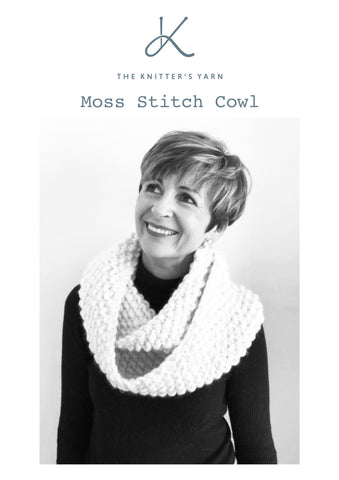 Moss Stitch Cowl Knitted in Puddle available from The Knitter's Yarn