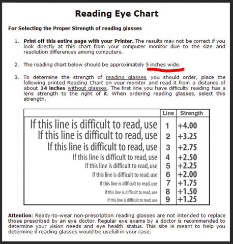 Reading Eye Chart Printable