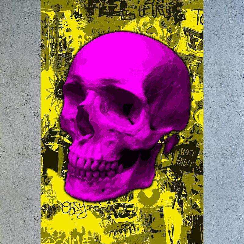 Tableau Crâne Fluo Yellow Skull - Tableau Crâne Fluo Yellow Skull