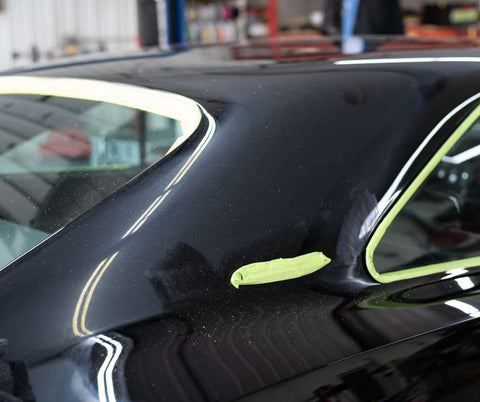 1969 dodge charger right sail panel sanded ready for polishing