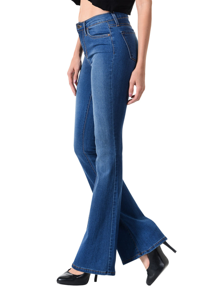 MEDIUM BLUE BASIC FLARE JEANS - Angry Rabbit