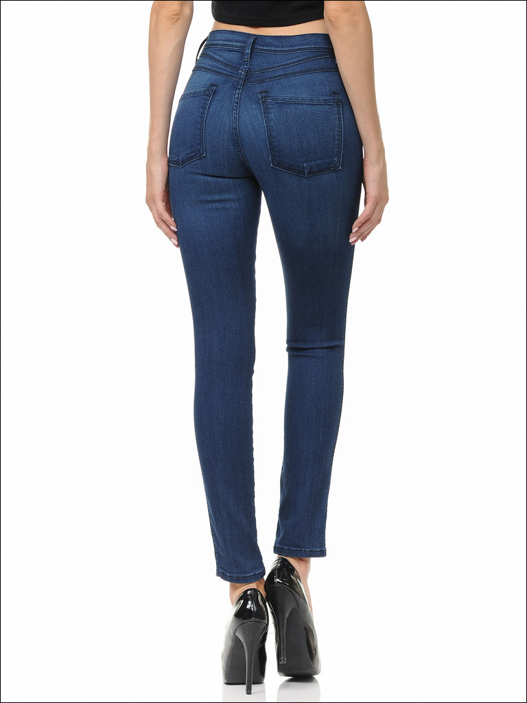 HIGH WAIST DOUBLE YOKE DETAIL SKINNY JEANS - Angry Rabbit