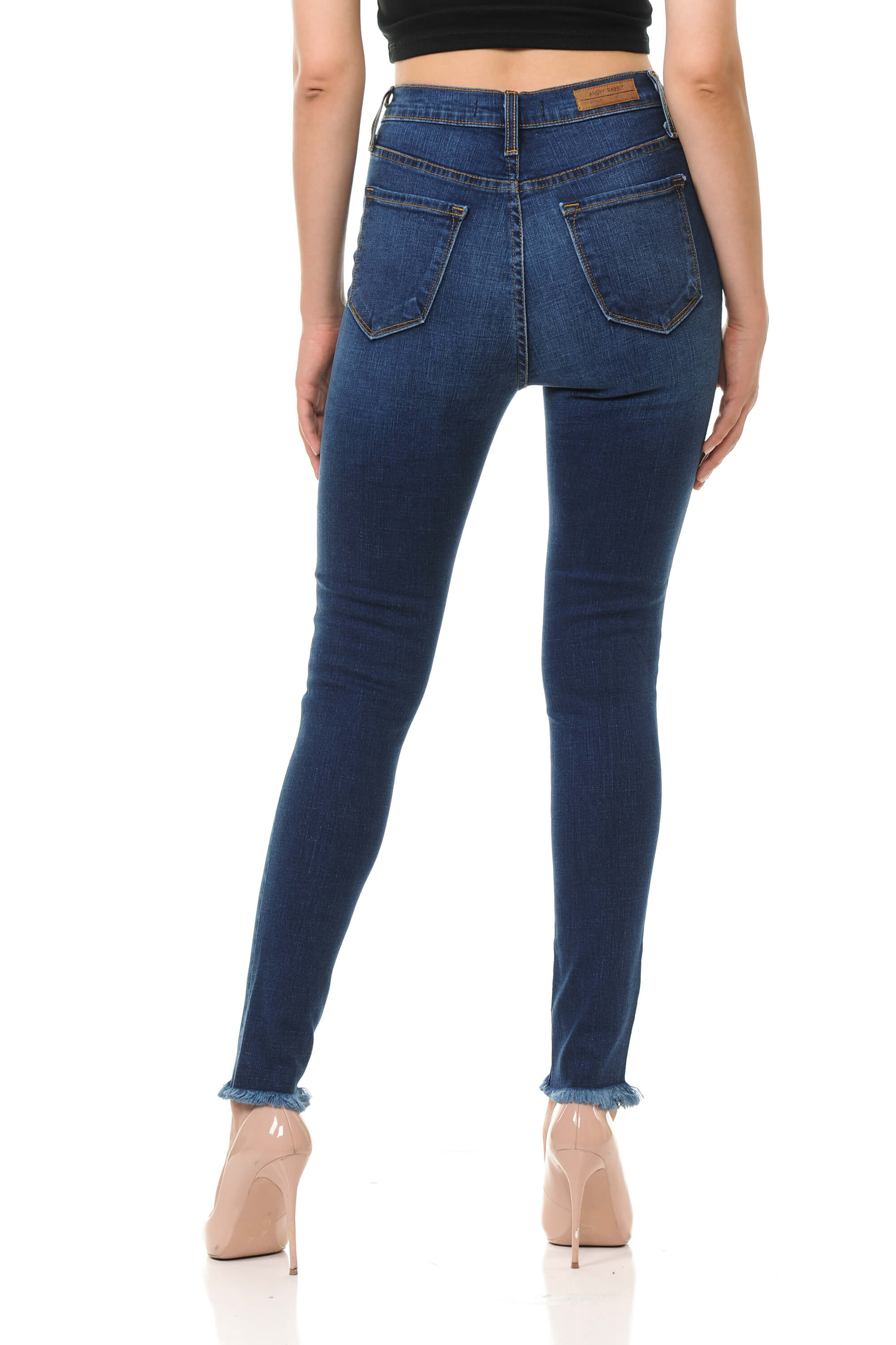 HIGH WAIST BUTTON FLY SKINNY JEANS - Angry Rabbit