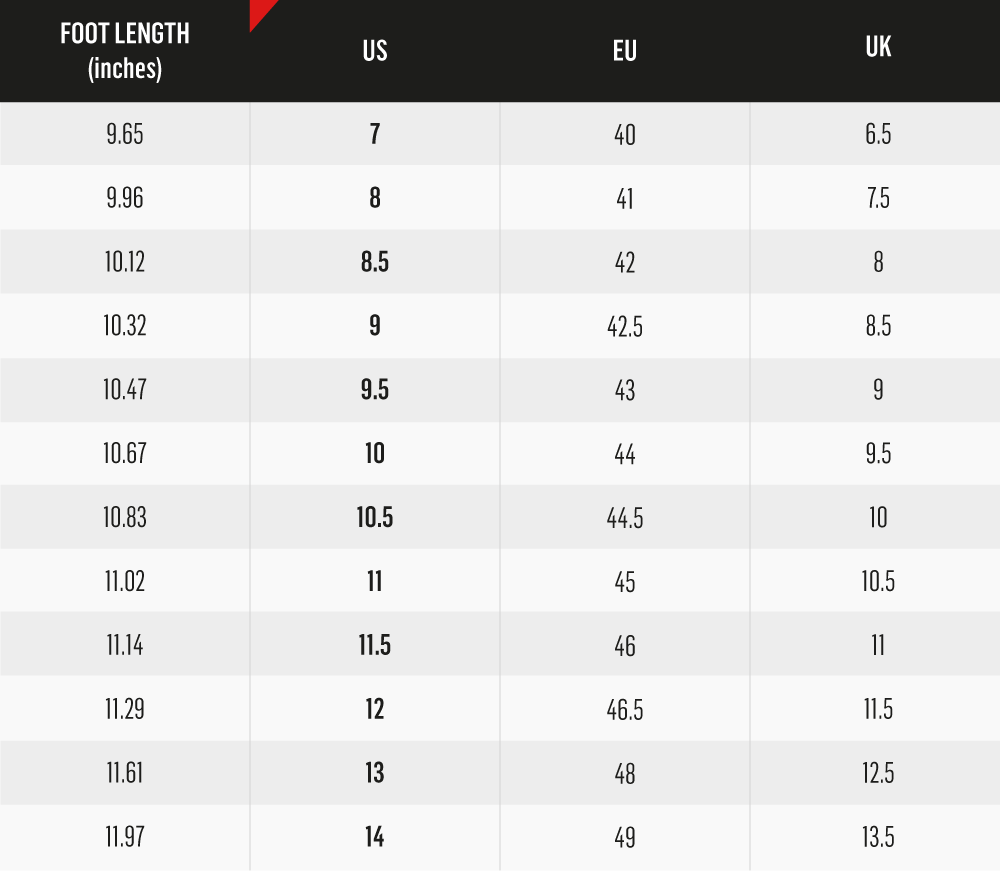 shoe size chart