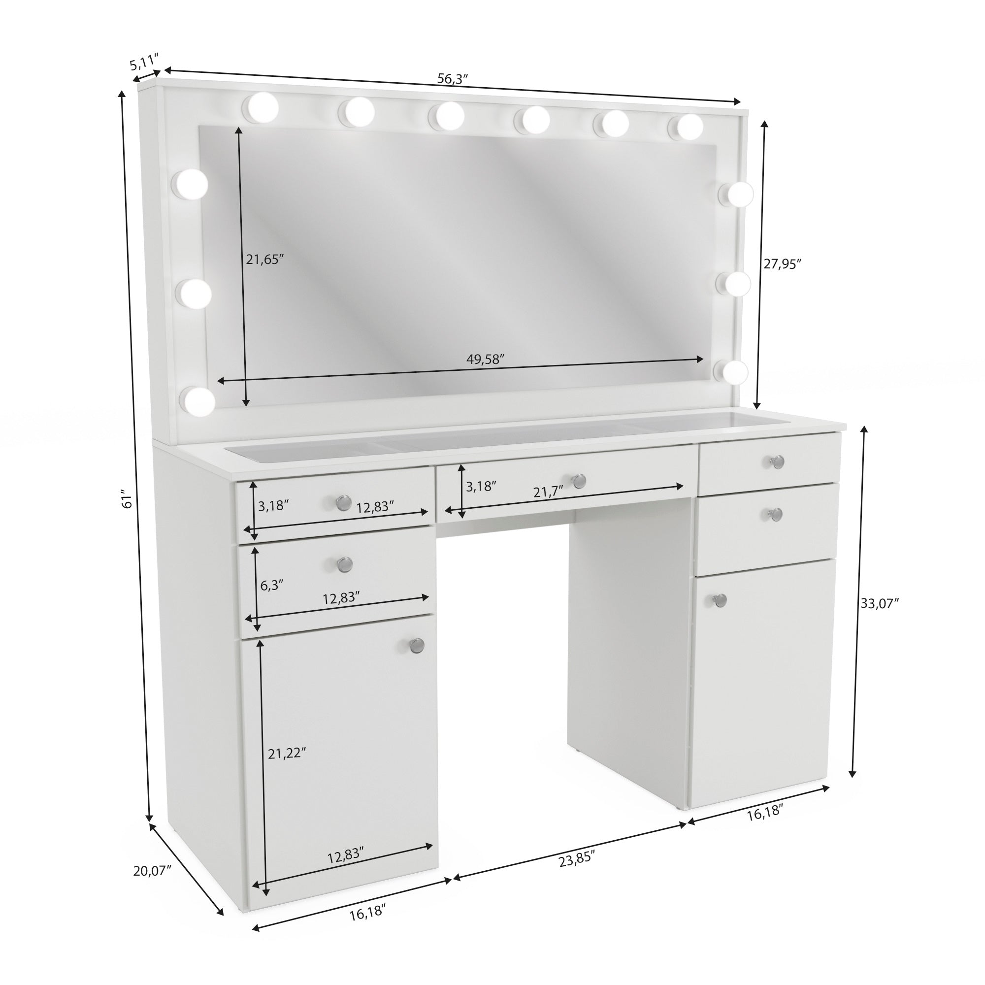 Danya B. White Over the Door Jewelry and Makeup Cabinet Mirror with  Interior Mirror and Drop Down Sh - Bed Bath & Beyond - 11802342