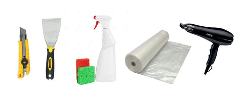 Tools and materials for removing peel and stick wallpaper