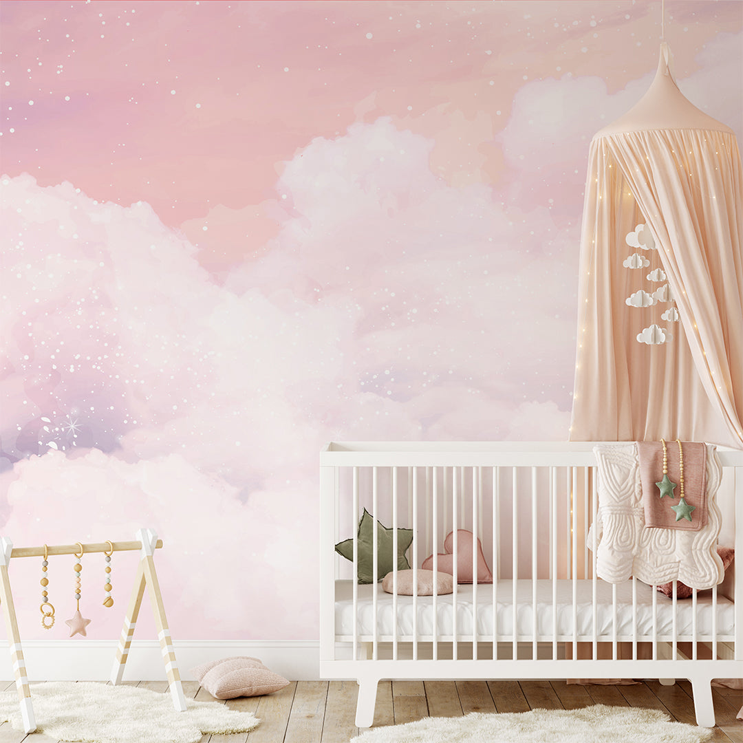 Rainbow Wallpaper Pink Clouds Sky Baby Girl Wall Decor Photo Wallpaper  Nursery Room Large Wall Murals Non Toxic