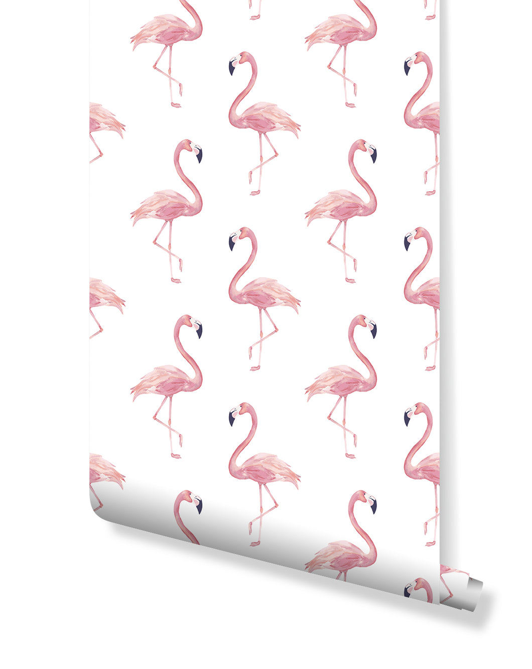 Self Adhesive Removable Wallpaper Watercolor Tropical Pink Flamingos ...