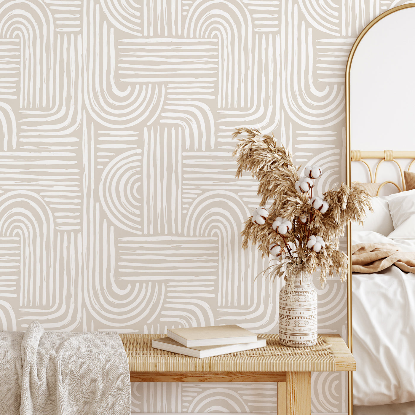 As Creation Modern Geometric Leaf Striped Pastel Wallpaper