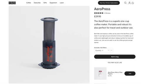 Origin coffee aeropress sale