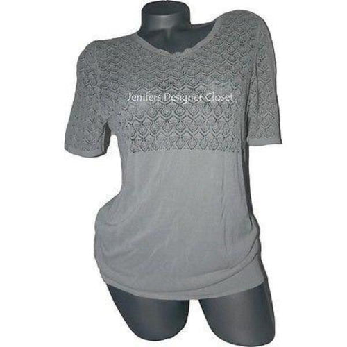 LA PERLA Italy 48 12 designer sweater filligree $380 dove gray Villa Toscana