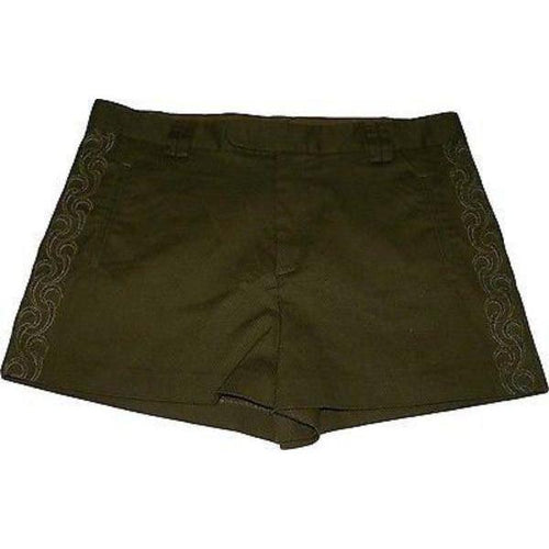 CATHERINE MALANDRINO 10 M army green shorts embroidered cutouts