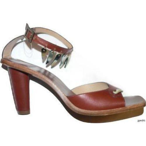 CHARLES JOURDAN Paris 9.5 ankle strap abalone leather france heels shoes