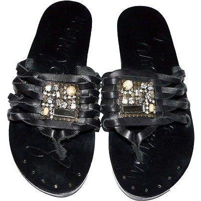 SAM EDELMAN Bryce 6.5 M sandals thongs shoes jeweled slides leather black