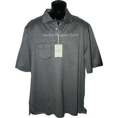 FAIRWAY & GREENE polo golf shirt XL herringbone black white Mercerized men's - Jenifers Designer Closet
