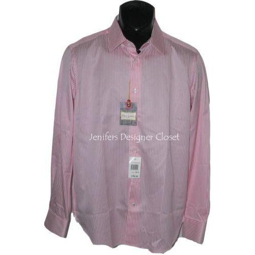 ROBERT GRAHAM Size-15.5 men's pink white striped dress shirt
