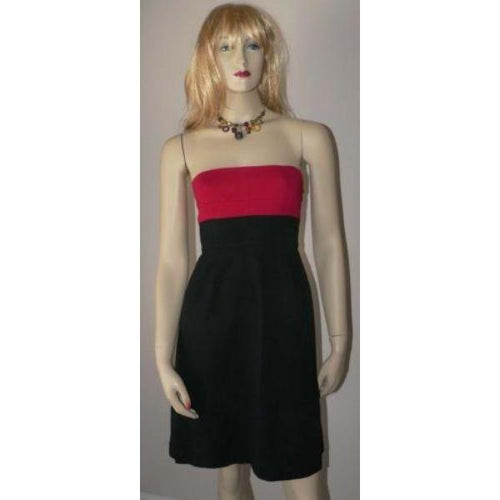 THEORY red/black strapless dress tube cocktail 10 M UGA