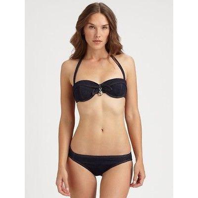 JUICY COUTURE XL swimsuit bikini denim $150 push-up with juicy charms blue