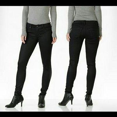 DYLAN GEORGE coated denim black skinny jeans stretch designer ankle