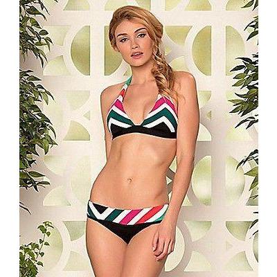 BECCA Rebecca Virtue M bikini swimsuit Chevron stripe print bold halter