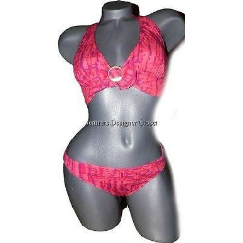 GOTTEX designer swimsuit bikini 8 electric pink $200 Israel sexy halter