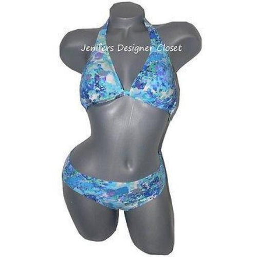 GOTTEX swimsuit bikini 6 halter blue green abstract multi color