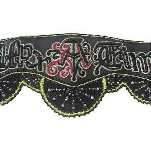 BUBA London handmade embroidered beaded crocheted wide leather belt $545